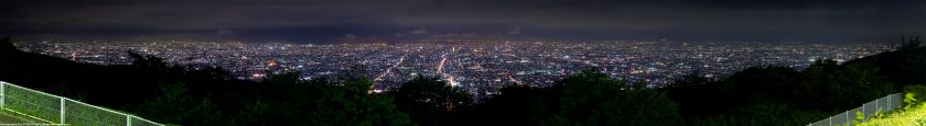 生駒山上遊園地からの大阪夜景パノラマ