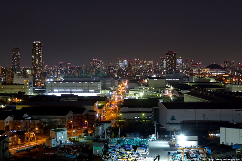 なみはや大橋から見た大阪市中心部の夜景 2012年3月