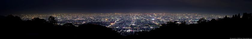 生駒山 なるかわ園地から見た大阪の夜景パノラマ