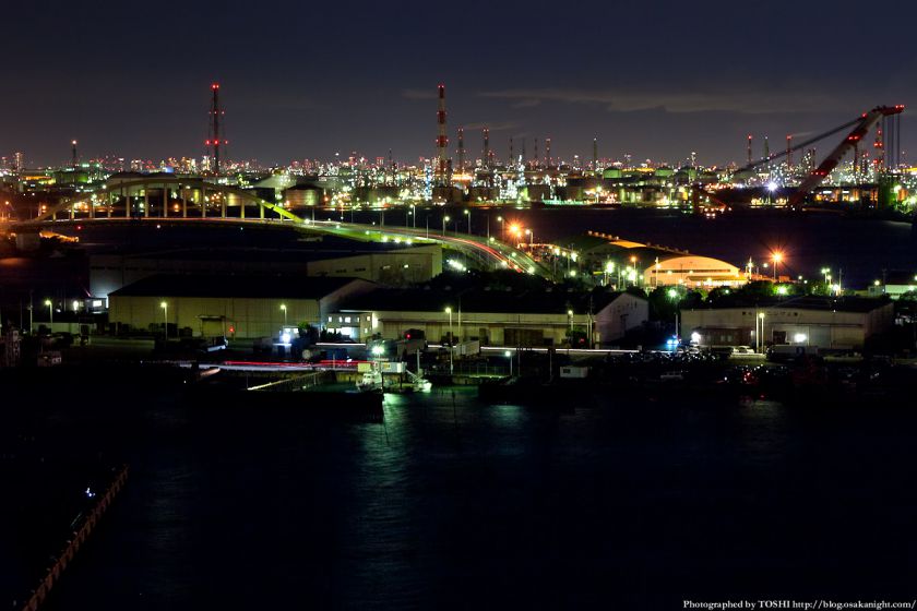 泉大津PAから見る堺泉北臨海工業地帯の夜景 01