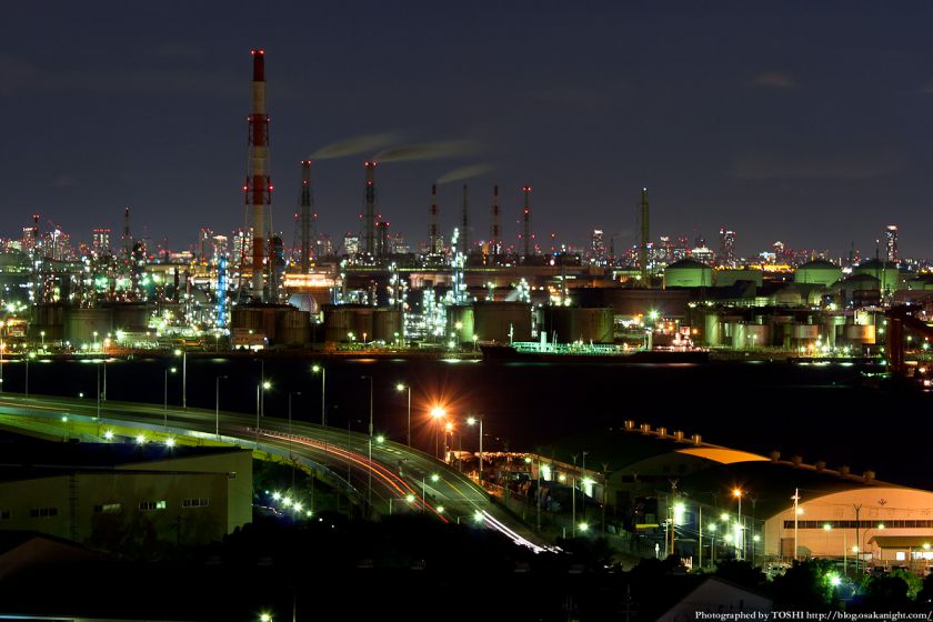 泉大津PAから見る堺泉北臨海工業地帯の夜景 02