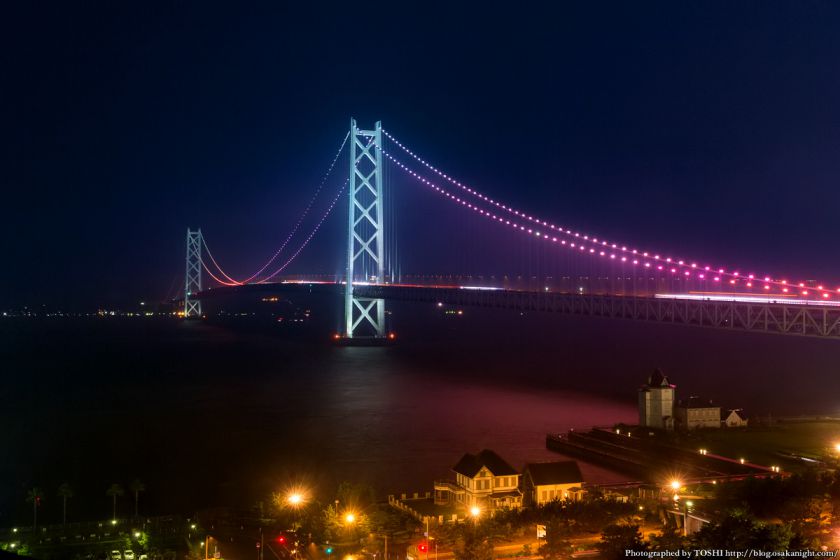 シーサイドホテル舞子ビラ神戸 明石海峡大橋 夜景 （ルビーライトアップ）