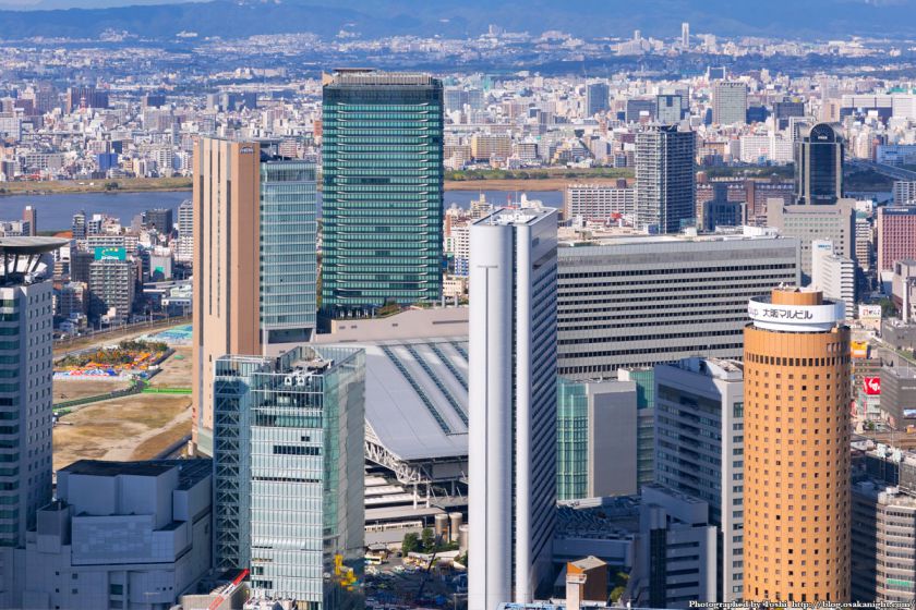 中之島フェスティバルタワー 屋上から北方向 JR大阪駅～グランフロント大阪方面