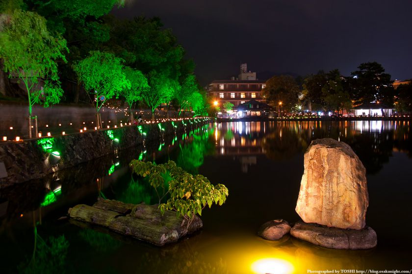 奈良・猿沢池のライトアップ夜景