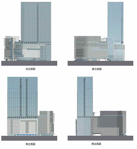梅田1丁目1番計画ビルビル 立面図