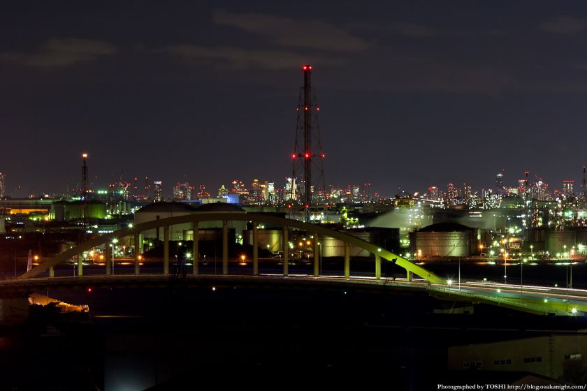 泉大津PAから見る堺泉北臨海工業地帯の夜景 05