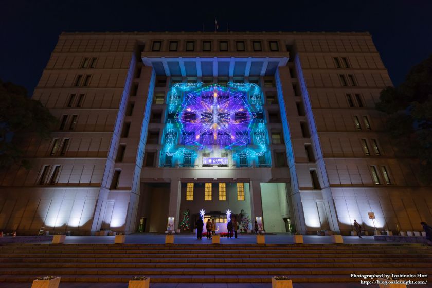 OSAKA光のルネサンス2017 大阪市庁舎正面イルミネーションファサード