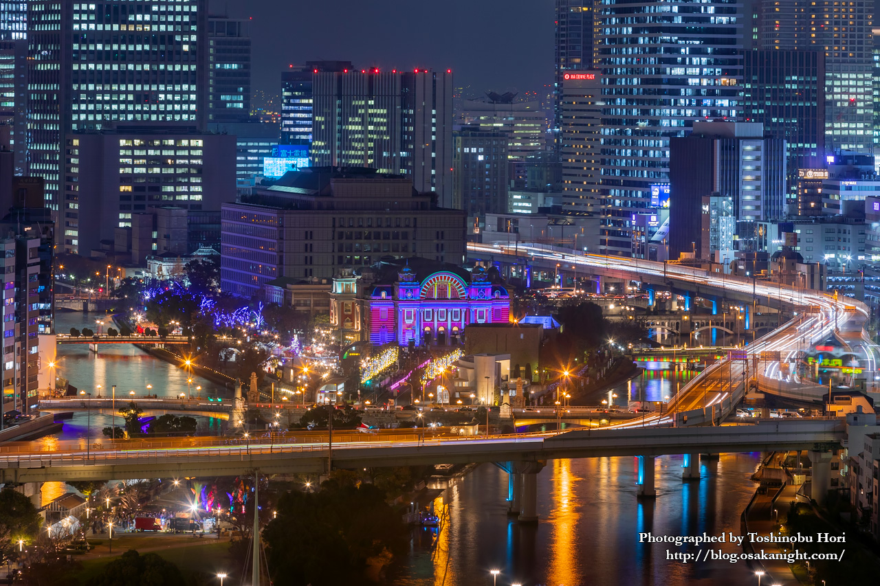 Ommビル屋上スカイガーデンからの中之島夜景 Osaka光のルネサンス19 大阪 At Night ブログ
