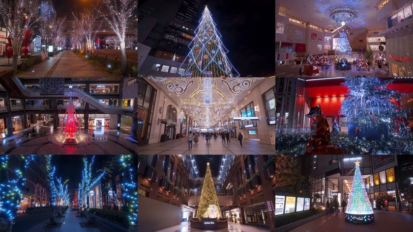 夜景動画 梅田のクリスマスイルミネーション 2021