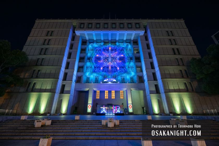 OSAKA光のルネサンス2022 大阪市役所正面 イルミネーションファサード