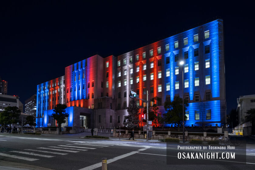 大阪府庁舎 本館 ライトアップ ミャクミャクカラー 2026年2月 02